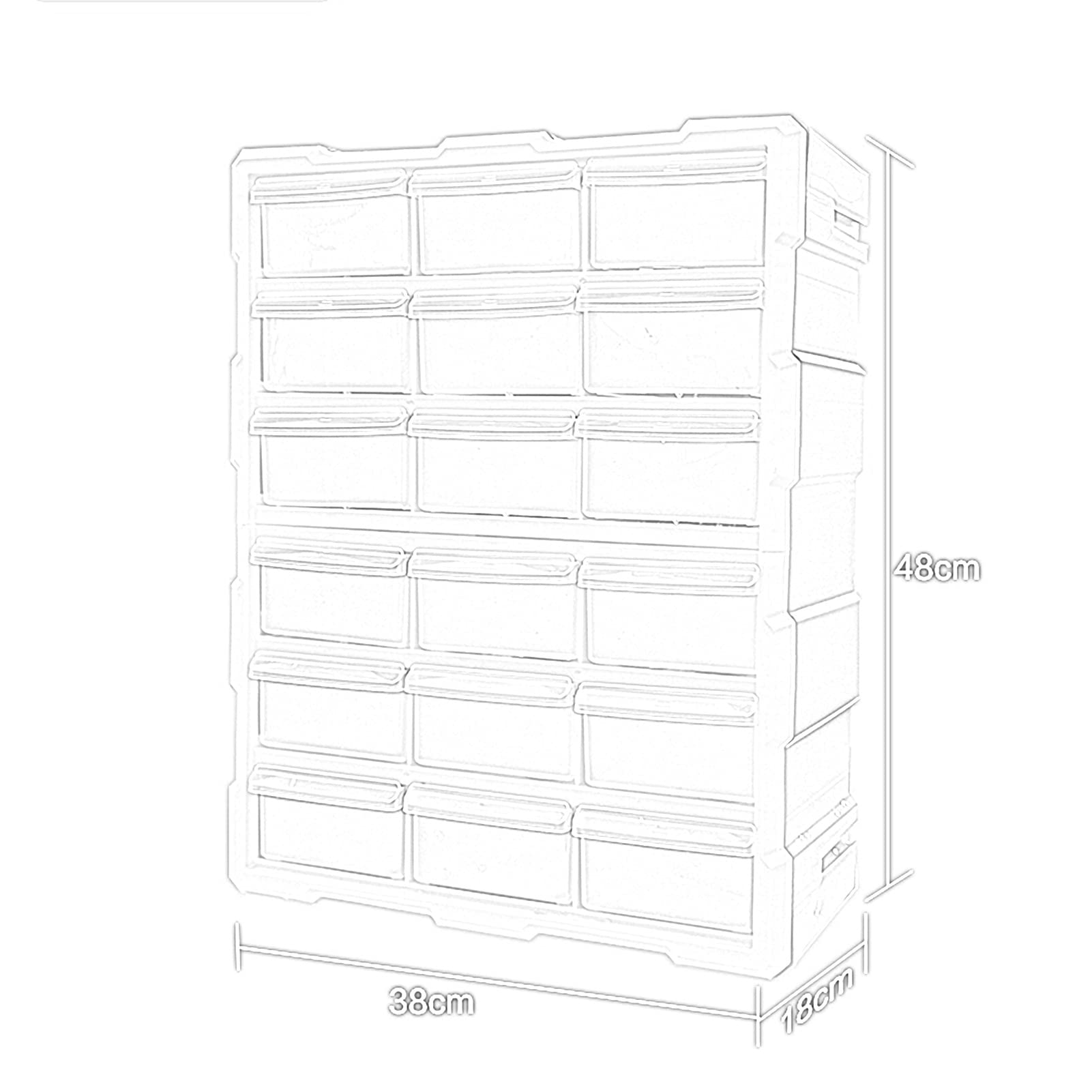 18-Drawer Plastic Storage Cabinet Tool Box - Screws, Nuts & Hardware Organizer for DIY, Crafts & Workshop - Wall Mount or Desktop Use (Orange, 38x18x48CM) - Perfect for Garage, Office & Home Organization