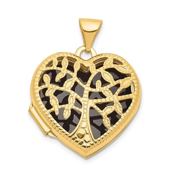 14K Solid Yellow Gold Tree of Life Heart Locket Necklace - Personalized Photo Pendant Charm for Women - Perfect Gift for Anniversary, Birthday & Valentine's Day - Jewelry for Special Occasions & Everyday Wear