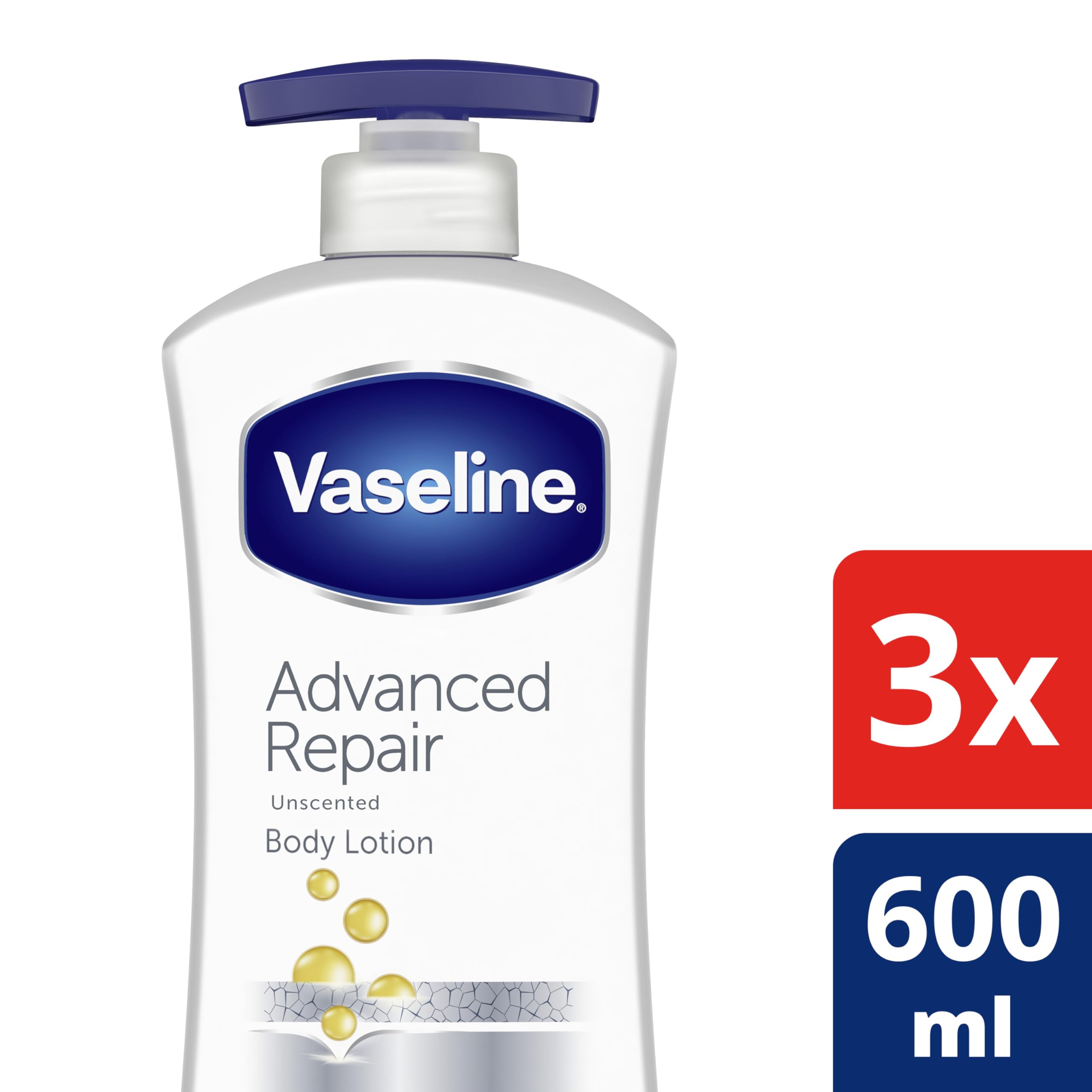 Vaseline Intensive Care Advanced Repair Body Lotion 20.3 oz (Pack of 3) + Radiant X Deep Nourishment Body Cream 10 oz - Ultra Hydrating Moisturizer for Dry Skin, Daily Skincare Routine, Gift Set for Women & Men
