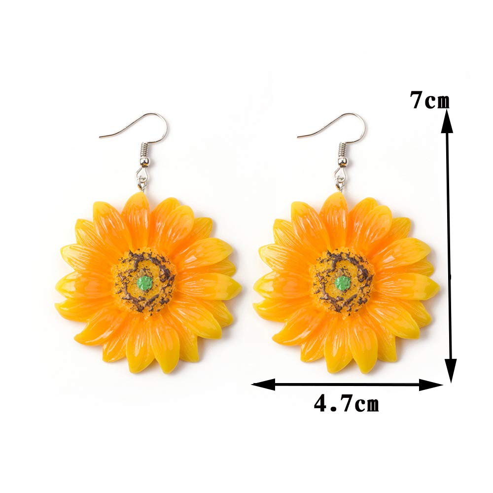 YOOE Acrylic Yellow Sunflower Dangle Earrings - Simple Transparent Daisy Flower Stud Earrings for Women, Bohemian Floral Plant Ear Hooks | Perfect for Summer Outfits, Boho Chic Style, and Casual Wear