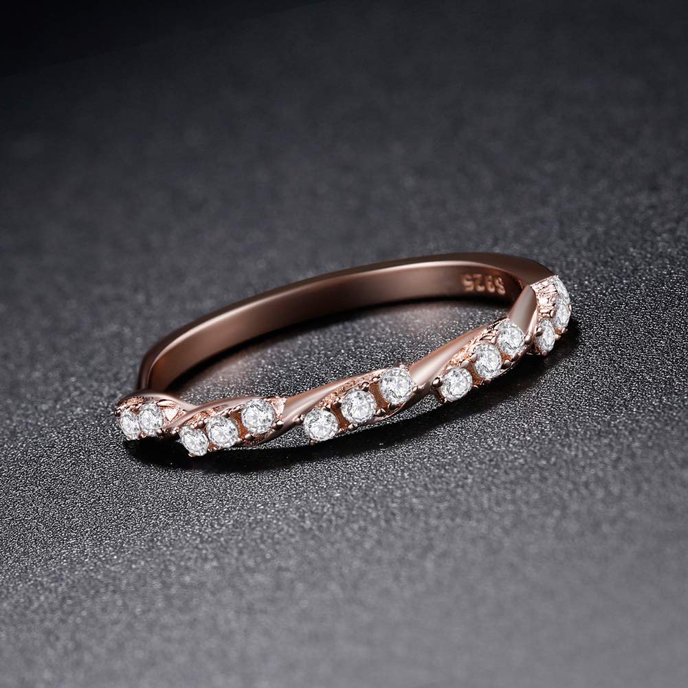 925 Sterling Silver Rose Gold Twisted Ring - Elegant Engagement & Wedding Band for Women - Perfect for Proposals, Anniversaries and Romantic Occasions