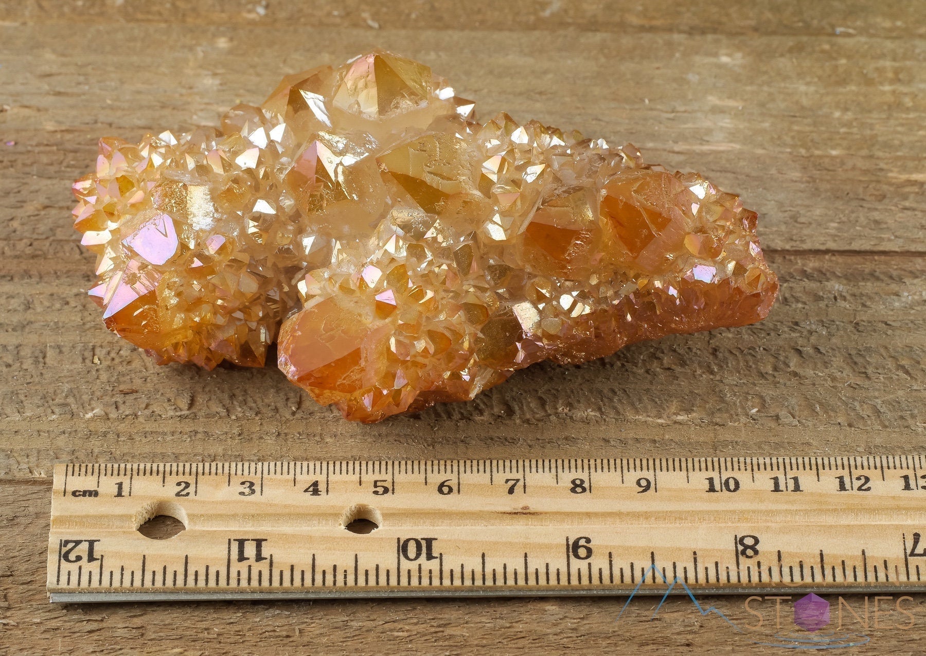 Orange Tangerine Aura Quartz Crystal Cluster - Rainbow Spirit Quartz Healing Stone | Natural Crystal Decor for Home, Office & Meditation (R0507) | Perfect for Reiki, Feng Shui & Spiritual Healing