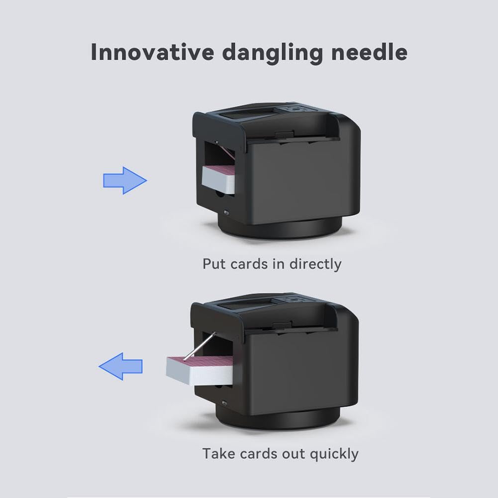 2 in 1 Automatic Card Dealer and Shuffler Machine - 360° Rotating Poker Card Dispenser with 4 Wireless Buttons, Rechargeable Battery for Blackjack, Texas Hold'em, Casino Night & Family Game Nights - Perfect for Poker Parties, Casino Events and Home Entertainment