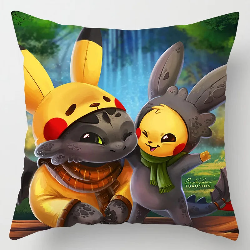 Pokemon Pillow & Cushion Covers - Soft Anime Character Bedding Decor for Kids Room, Gaming Chair, Sofa & Car Accessories