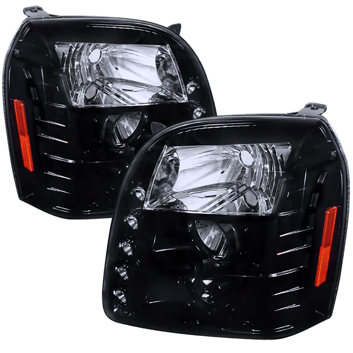 2007-2014 Glossy Black Piano LED Projector Headlights - Tinted Lens for Enhanced Night Visibility - Perfect for Car Upgrades & Night Driving Safety