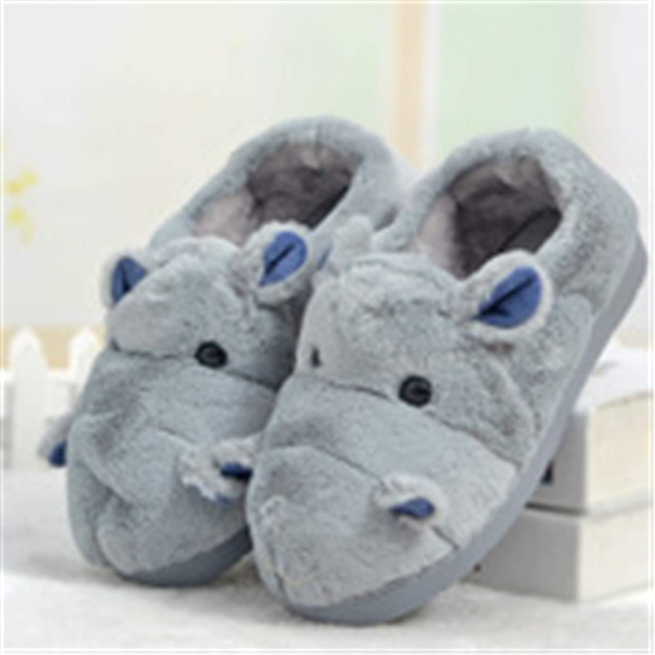 LANFIRE Soft Cotton Hippo Plush Animal Slippers for Adults & Kids - Cozy Home Footwear for Indoor Comfort & Cute Gifts