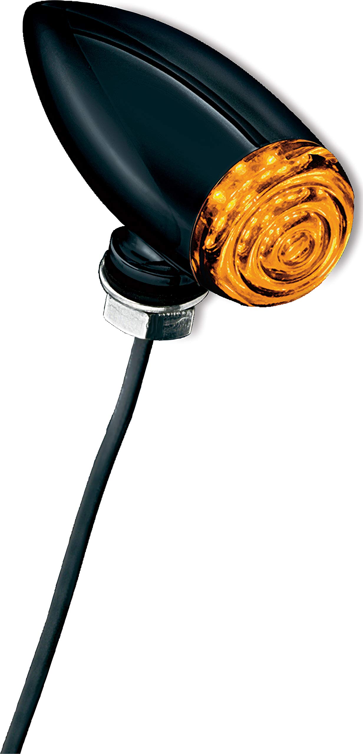Kuryakyn 2504 LED Mini Bullet Auxiliary Turn Signal Marker Lights - Amber Gloss Black Pair | Motorcycle Lighting Accessory for Enhanced Visibility & Safety | Perfect for Harley, Cruiser & Touring Bikes