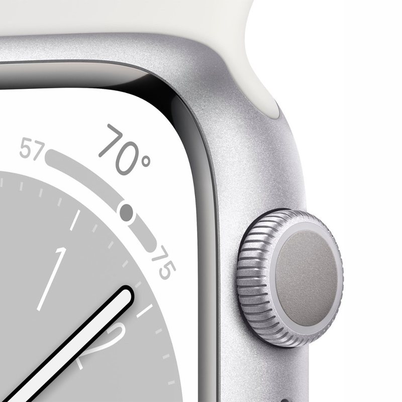 Apple Watch Series 8 (GPS) 41mm Silver Aluminum Case with White Sport Band S/M - Perfect for Fitness Tracking, Workouts & Everyday Wear