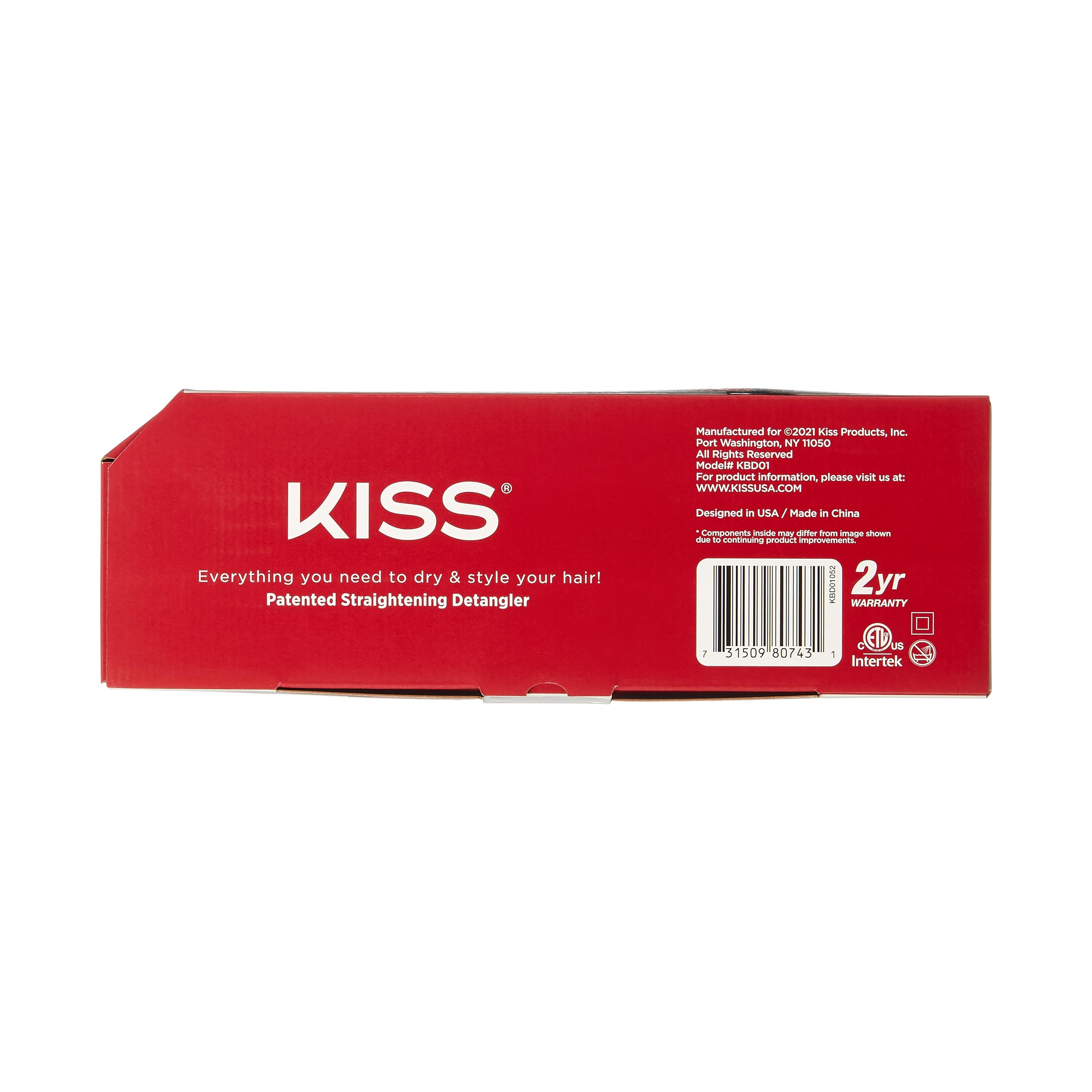 KISS 1875 Watt Professional Tourmaline Ceramic Hair Dryer with 3 Heat & 2 Speed Settings - Includes Cool Shot Button, 2 Detangler Combs, Concentrator, Diffuser, Removable Filter & 4 Sectioning Clips - Perfect for Salon Styling & Home Hair Care