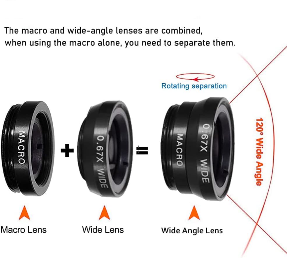 3-in-1 Professional Camera Lens Kit for iPhone & Android - Ultra Wide Angle, Fisheye & Macro Lenses - HD Mobile Photography & Videography Accessories - Perfect for Travel Vlogging, Nature Photography & Social Media Content Creation