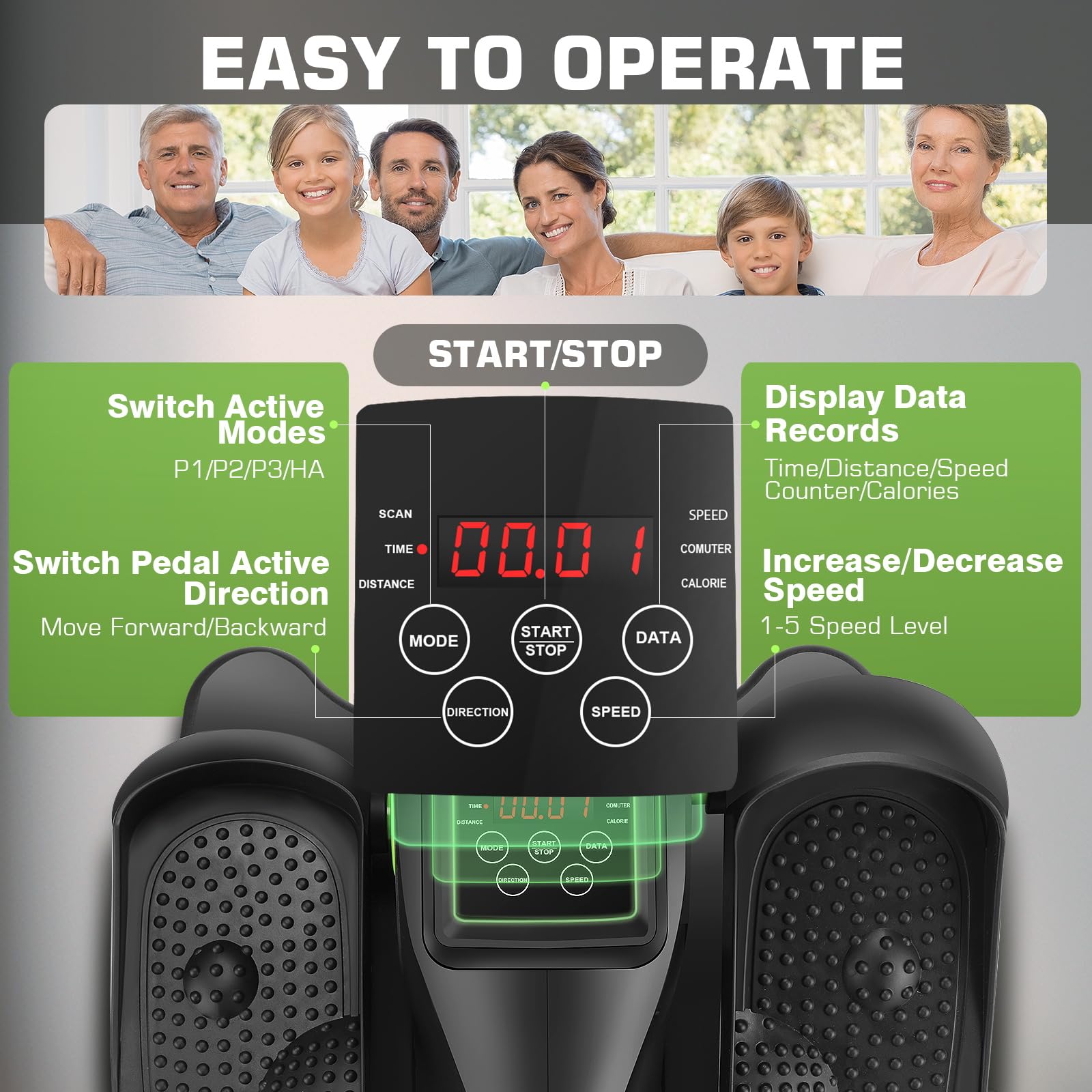 ANCHEER Under Desk Elliptical Machine - Quiet Seated Pedal Exerciser for Seniors, Office & Home Workouts, Low-Impact Leg Exercise Equipment with Smart LCD Display & Remote Control - Perfect for Sedentary Workers, Physical Therapy & Small Spaces