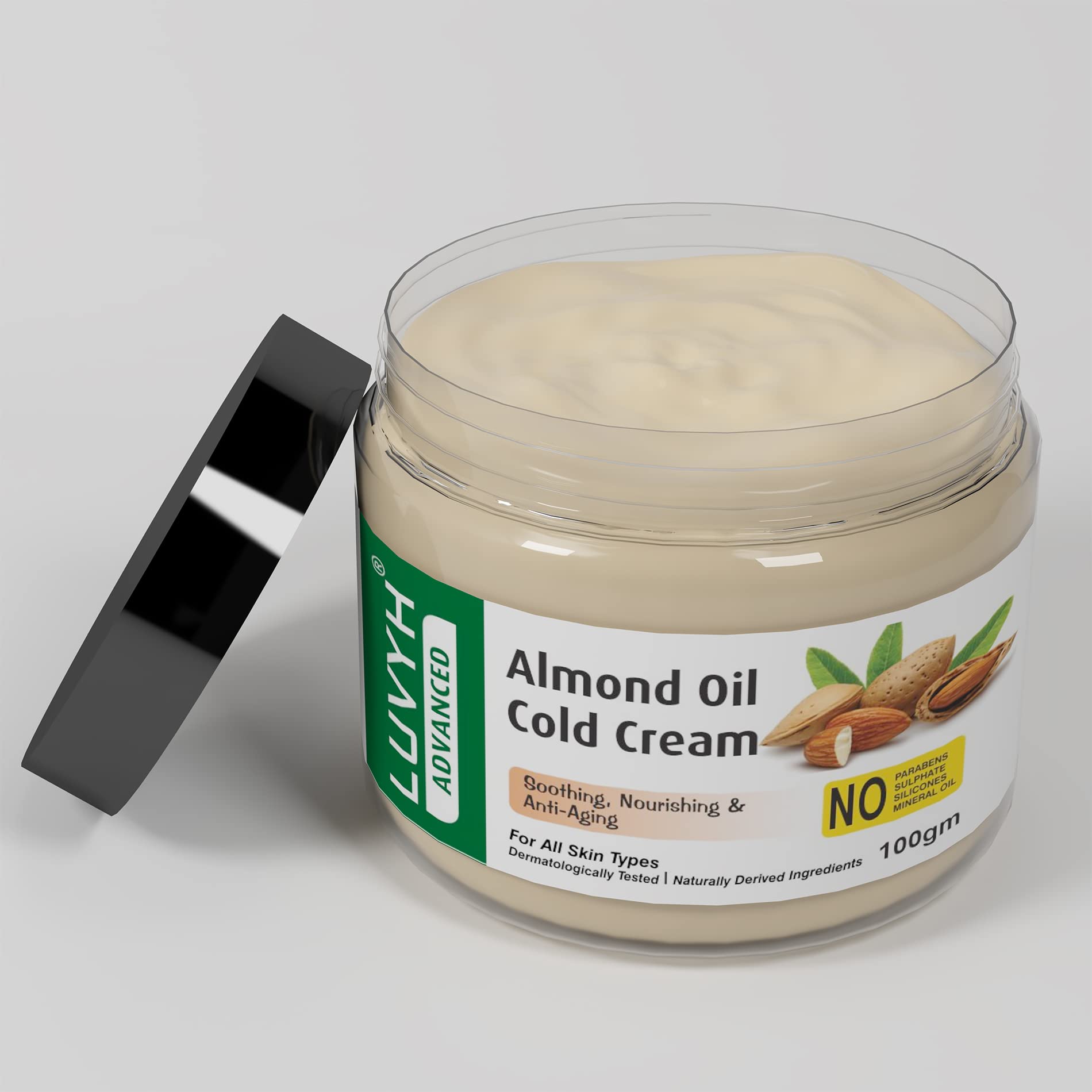 Luvyh Almond Oil Cold Cream & Winter Cream (100g) - Deep Moisturizing for Dry Skin, Face & Body Care - Perfect for Winter Skincare & Night Routine