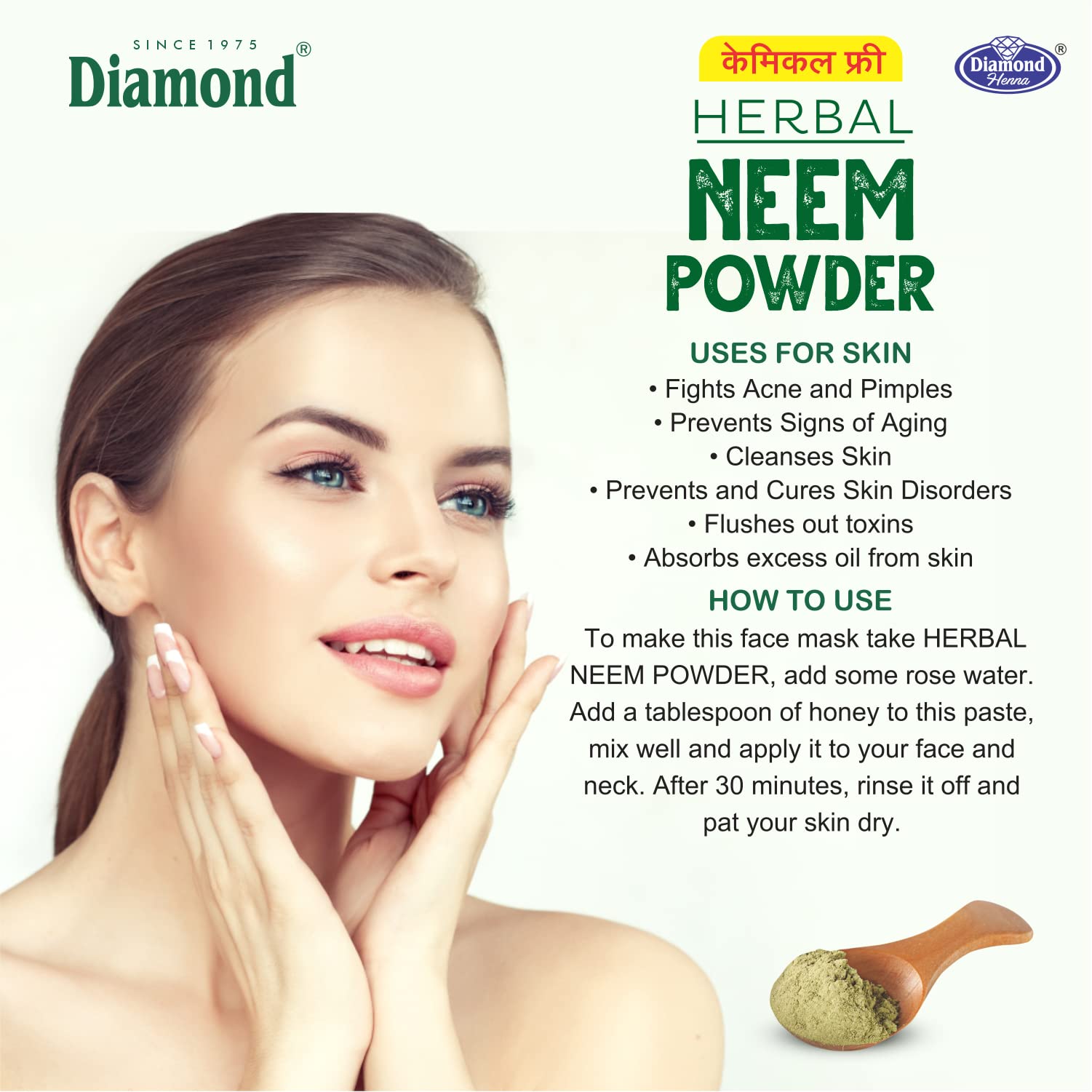 Organic Neem Powder for Face & Hair Care - Chemical-Free, 150g (Pack of 2) - Promotes Pimple-Free Glowing Skin & Dense Silky Hair - Natural Ayurvedic Beauty Treatment for Acne, Dandruff & Scalp Health