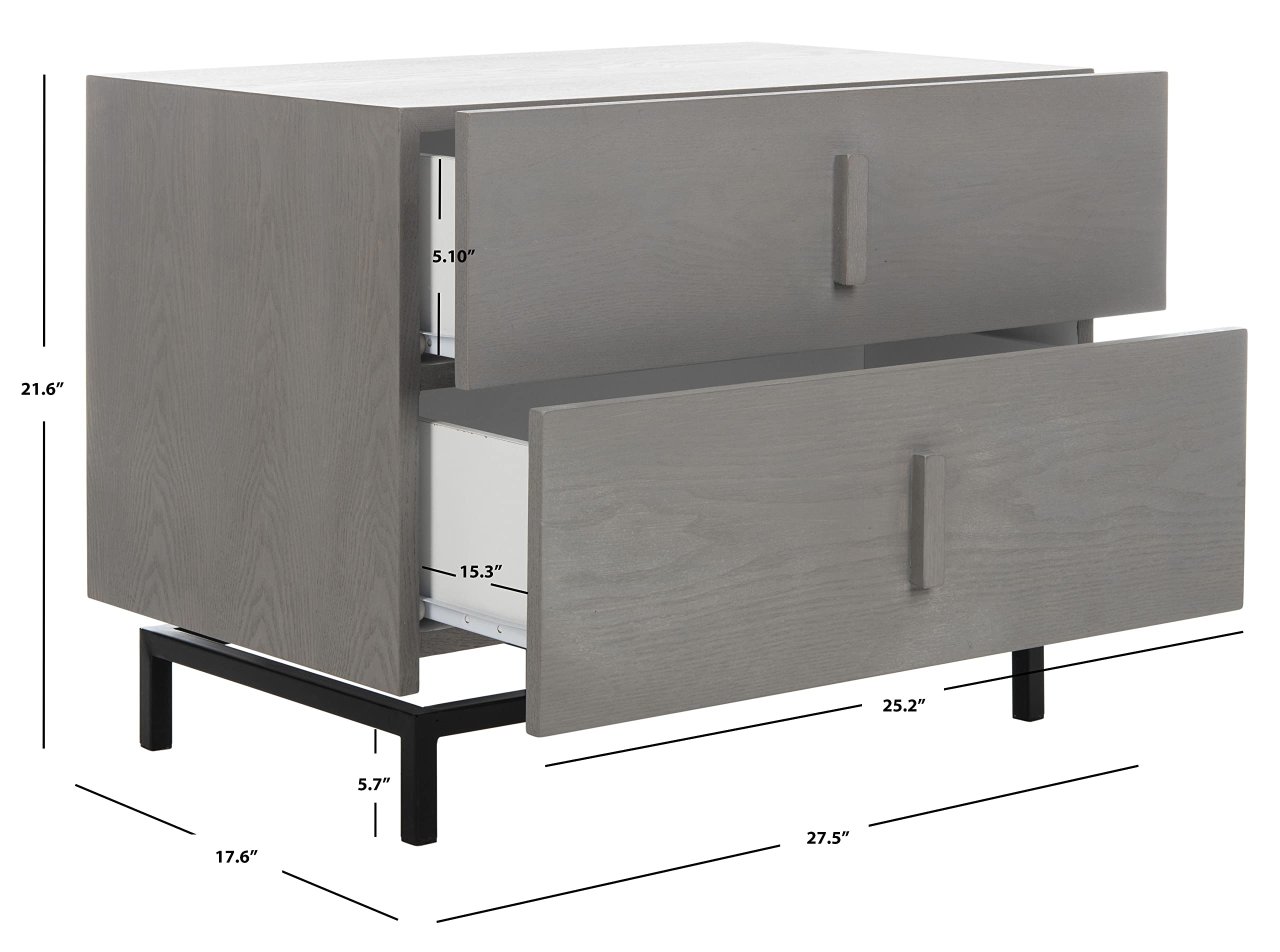 Safavieh Herschel Grey & Black Storage Cabinet - Modern Sideboard for Living Room, Bedroom, or Entryway Organization