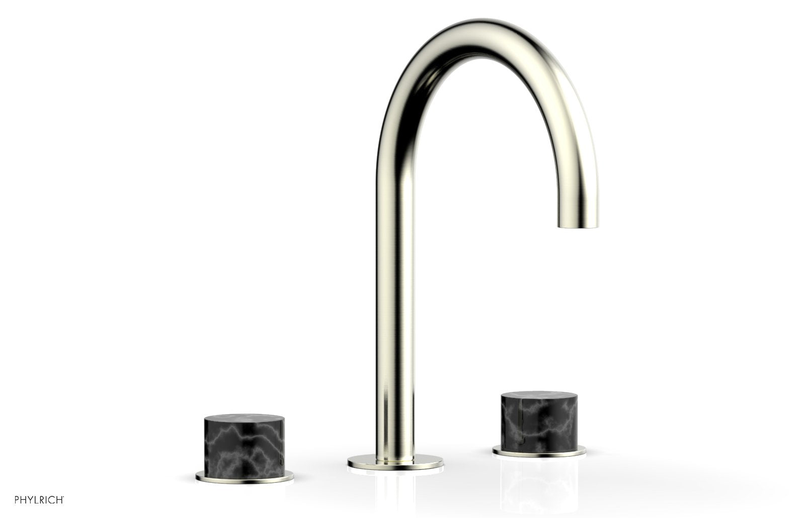 Premium BASIC II Widespread Bathroom Faucet with Black Marble Handles - 8 Inch Centerset, Matte Black Finish for Modern Vanities - Perfect for Guest Bathrooms & Powder Rooms