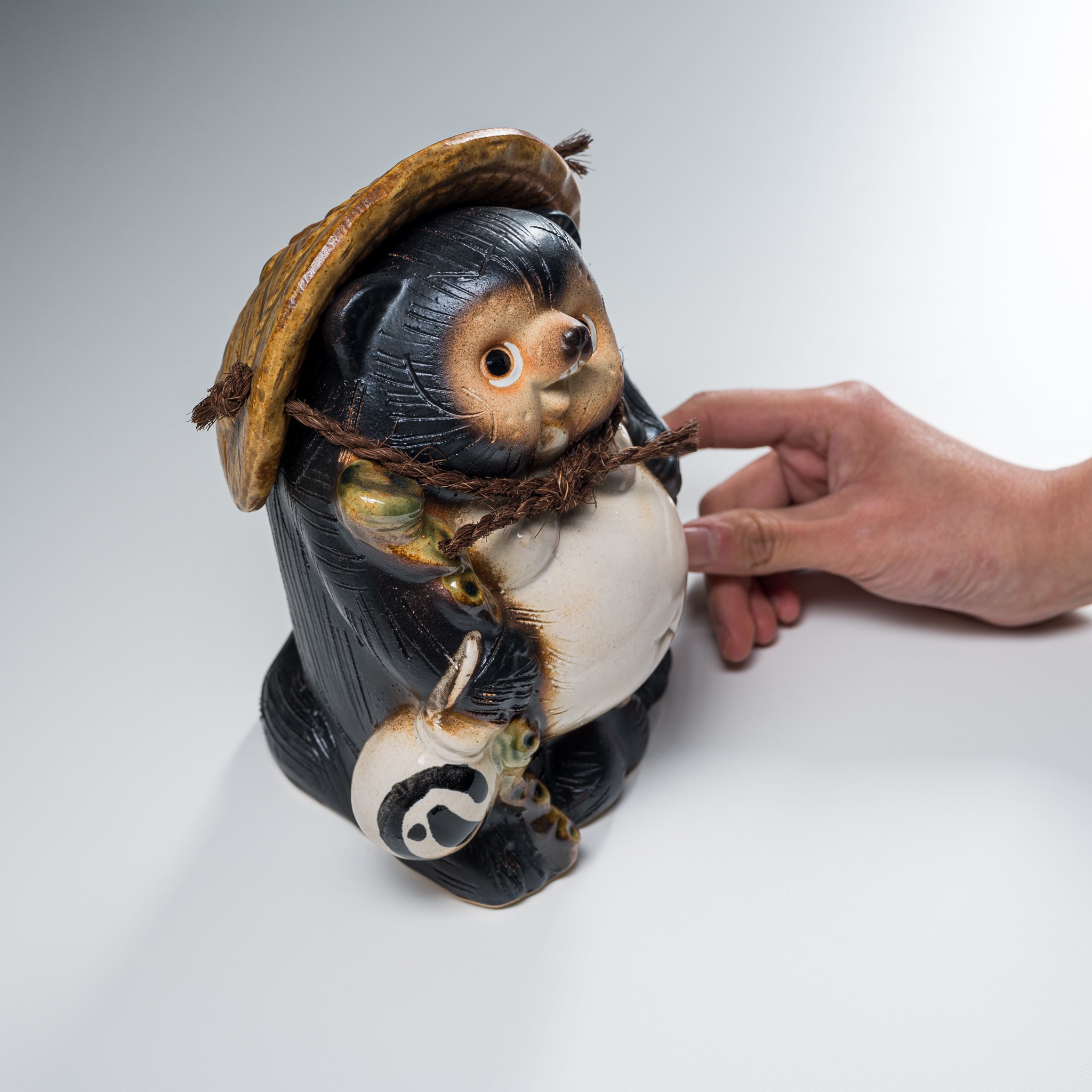 Authentic Shigaraki Ware Lucky Raccoon Ornament - 7.5 Inch Japanese Ceramic Tanuki Figurine for Home Decor, Gift & Good Fortune