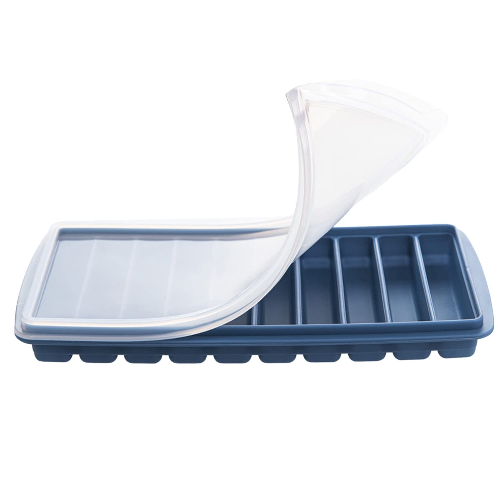 **Silicone Ice Cube Tray with Lid - 10-Cube Reusable Ice Mold for Homemade Ice Pods - Perfect for Kitchen, Dining & Bar - Blue (One Size) - Ideal for Cocktails, Smoothies & Beverages**
