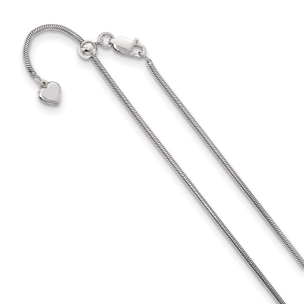 Sterling Silver Adjustable 1.6mm Snake Chain Necklace for Women - Dainty Layering Jewelry for Everyday Wear, Gift Giving & Special Occasions