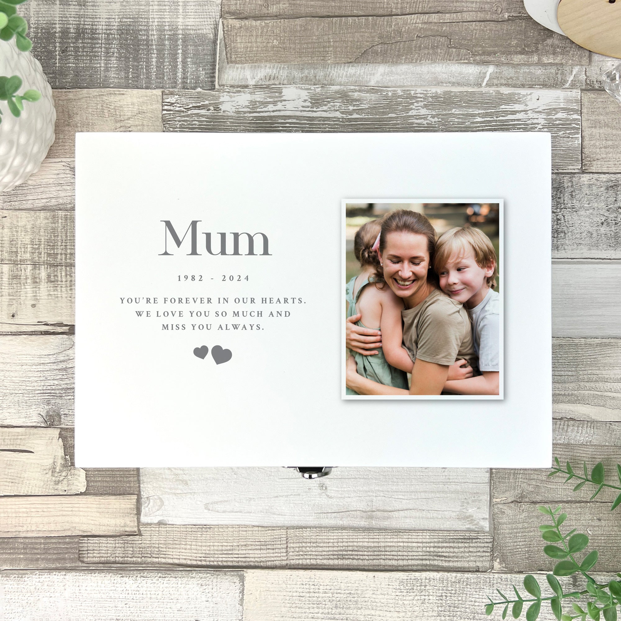 Personalized Memorial Photo Keepsake Box - Engraved Memory Box for Loved Ones - 3 Sizes (8.7