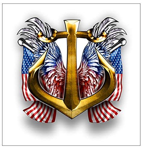 Navy Anchor Flag Vinyl Car Stickers - Waterproof 5