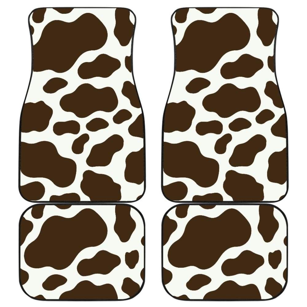 Premium Brown Cowhide Printed Car Floor Mats - Durable & Stylish for SUVs, Trucks & Sedans - Perfect for All-Weather Protection & Interior Decor