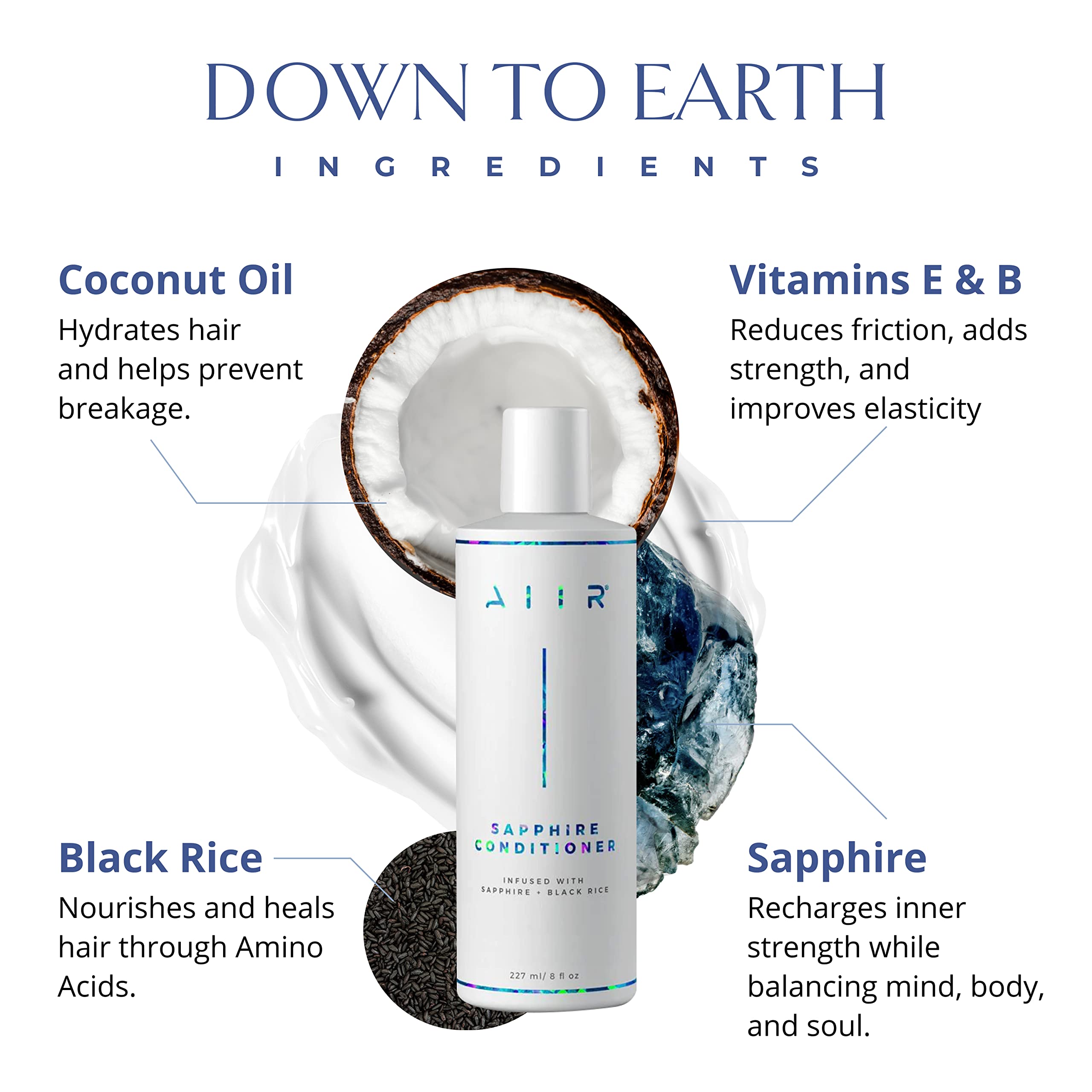 **AIIR Sapphire Shampoo & Conditioner Set for Color Treated & Damaged Hair - Sulfate Free, Coconut Oil Infused Hair Repair Bundle with Leave-In Treatment for Stronger, Healthier & Shinier Hair - Perfect for Daily Hair Care & Salon-Quality Results at Home**