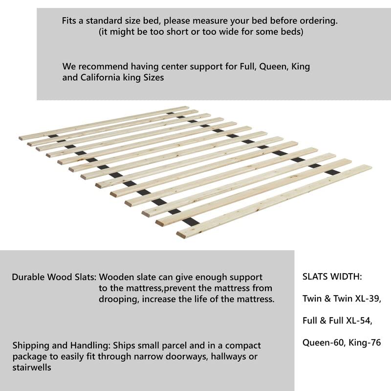Premium .75 Inch Wooden Bunkie Board Roll Bed Slats - Twin Size Mattress Support for Bunk Beds, Trundle Beds & Platform Frames | Durable & Space-Saving Bed Foundation Solution