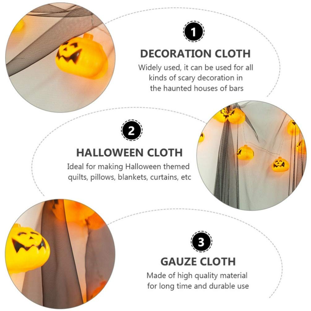 Hemobllo Halloween Mesh Fabric - Black Gauze Cloth for DIY Scary Decorations, Spider Web Decoration, Party & Home Decor - Perfect for Halloween Parties, Haunted Houses & Themed Events
