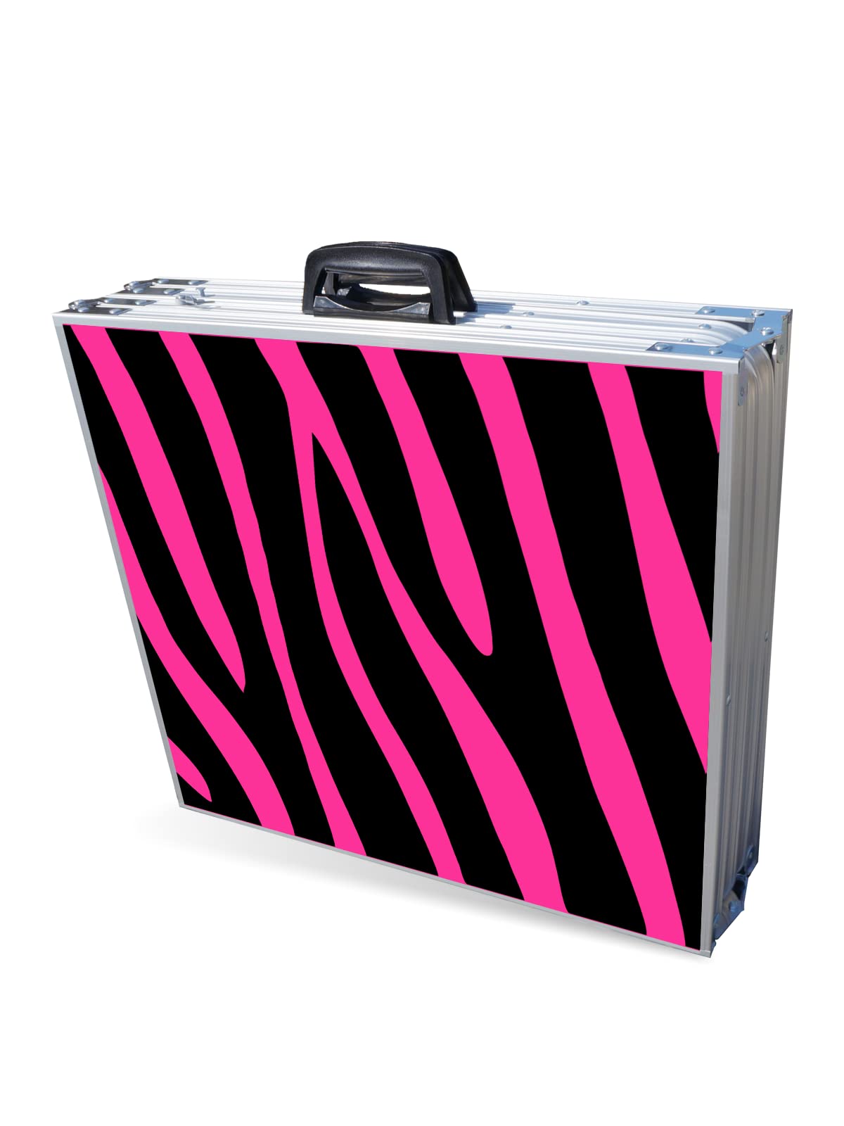 8-Foot Folding LED Beer Pong Table - Pink Zebra Design | Portable Party Game Table for Outdoor Gatherings, Tailgates & College Events