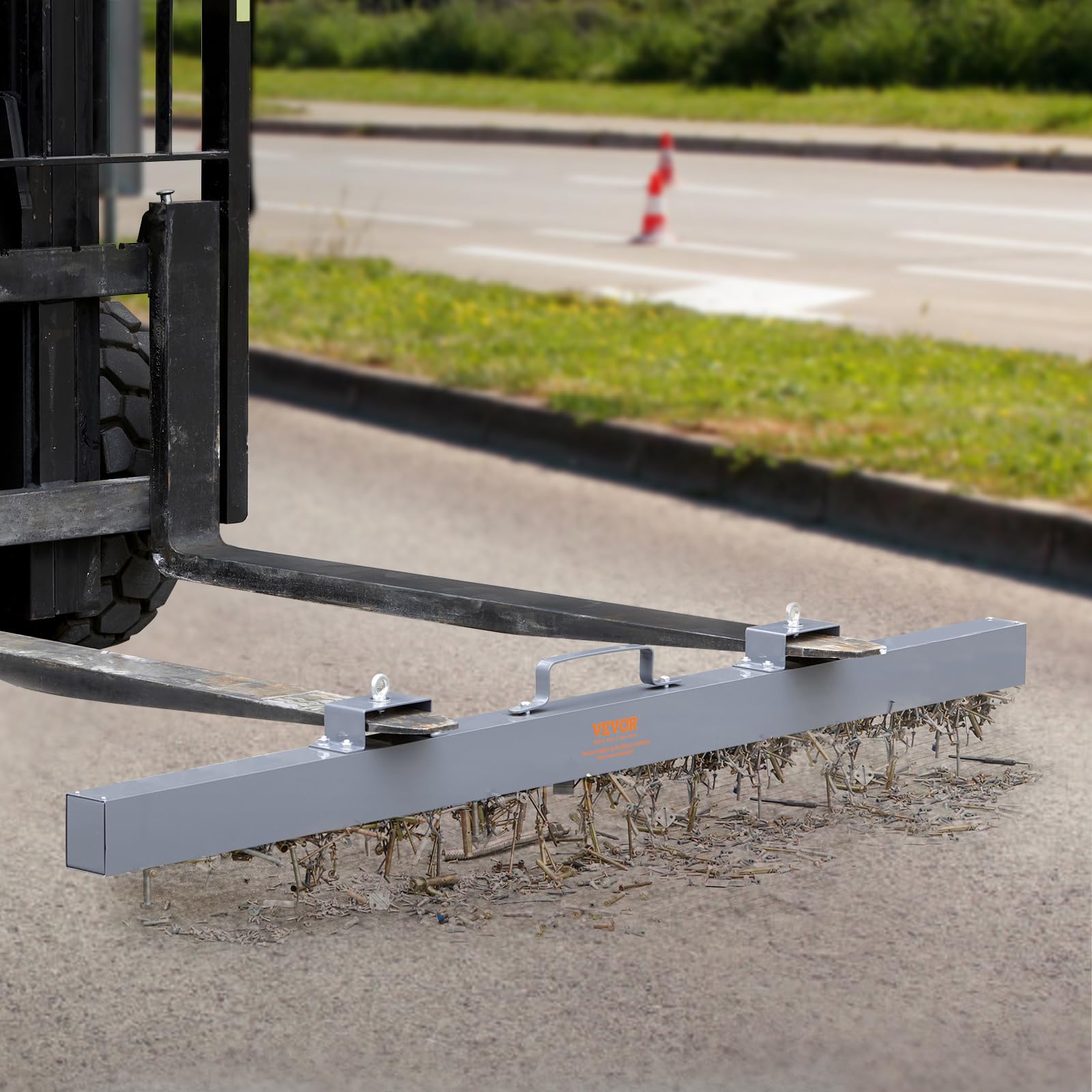 Mophorn 84 Inch Magnetic Sweeper - 100 LBS Capacity Heavy Duty Hanging Magnet for Forklifts | Industrial Strength Steel Magnet for Collecting Nails, Bolts & Metal Debris | Perfect for Construction Sites, Warehouses & Metal Workshops