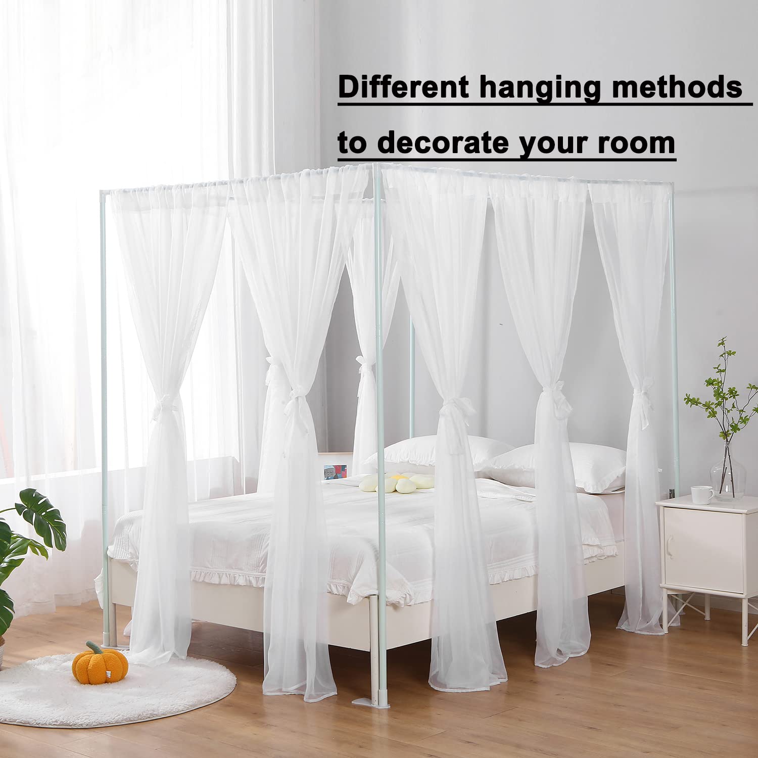 White Canopy Bed Curtain for Queen Size Bed - Soft Sheer Bed Canopy Scarf for Girls & Adults (Full/Queen, White) | Romantic Bedroom Decor, Boho Chic Wedding, Nursery Canopy for Baby Girls