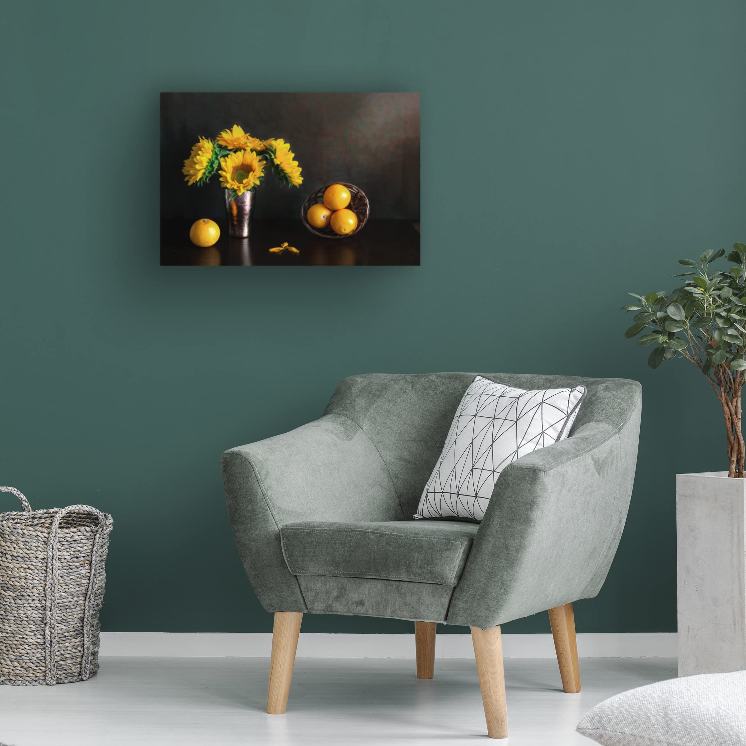 Trademark Fine Art 'Summer Flower With Orange' Canvas Wall Art by Jie Fischer - Vibrant Floral Painting for Living Room, Bedroom & Office Decor