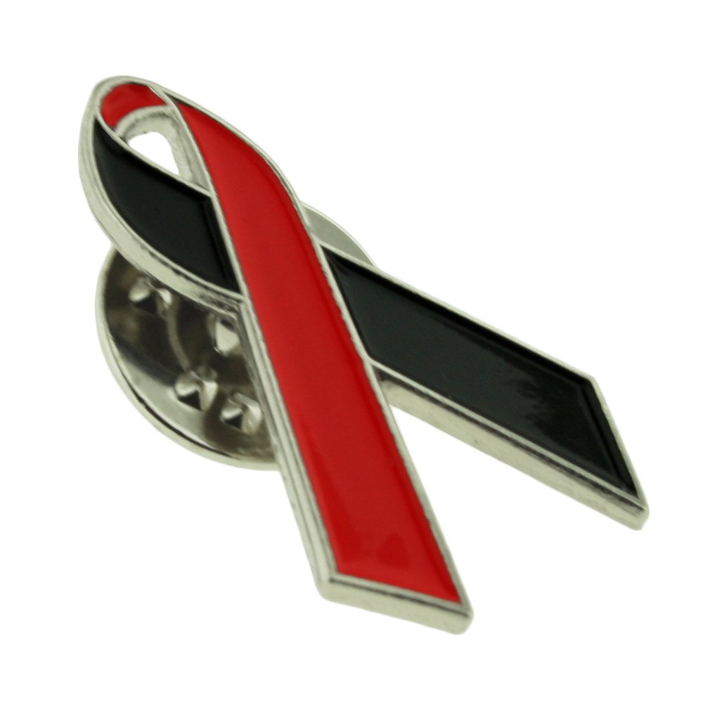 Red and Black Awareness Ribbon Enamel Lapel Pin - Support Cause, Show Solidarity - Perfect for Charity Events, Fundraisers & Everyday Wear