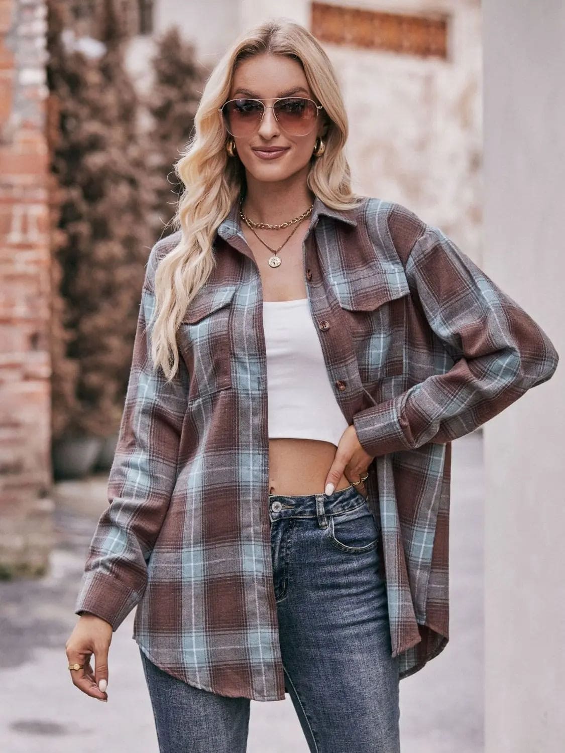 Stylish Plaid Dropped Shoulder Longline Shirt for Men & Women | Casual Oversized Flannel Shirt | Perfect for Fall Layering, Streetwear Outfits and Cozy Loungewear