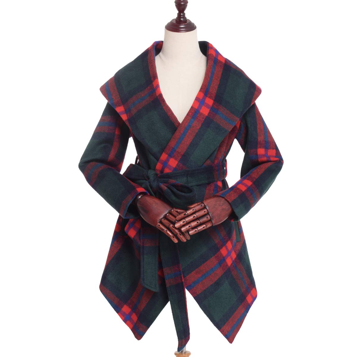 BPURB Women's Wool Blend Belted Wrap Coat with Turn Down Collar & Asymmetric Hem - Stylish Winter Outerwear for Office, Dating & Special Occasions