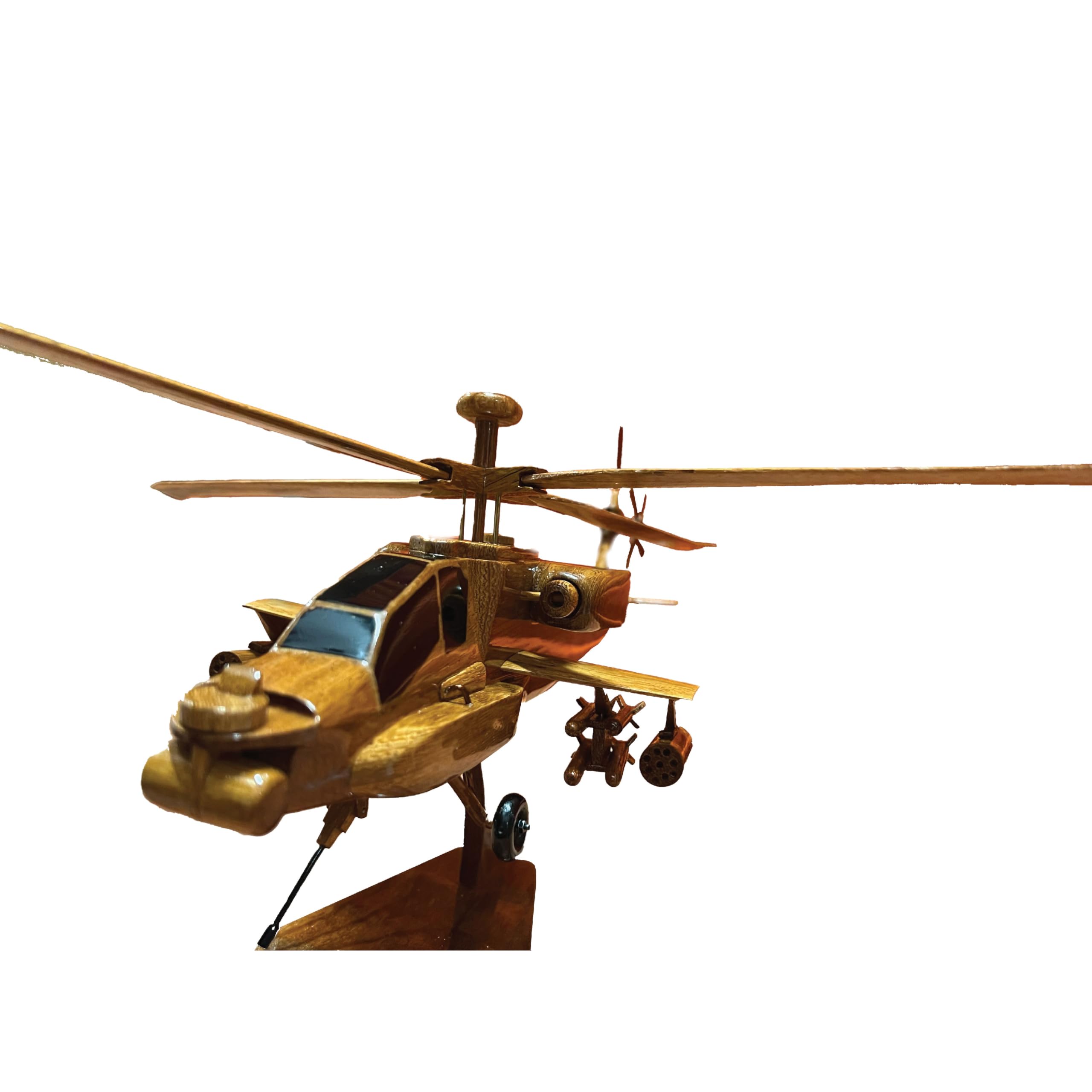 AH64 Apache Helicopter Model - Premium Mahogany Wood Desktop Display - Perfect for Office Decor, Military Enthusiasts & Collectors