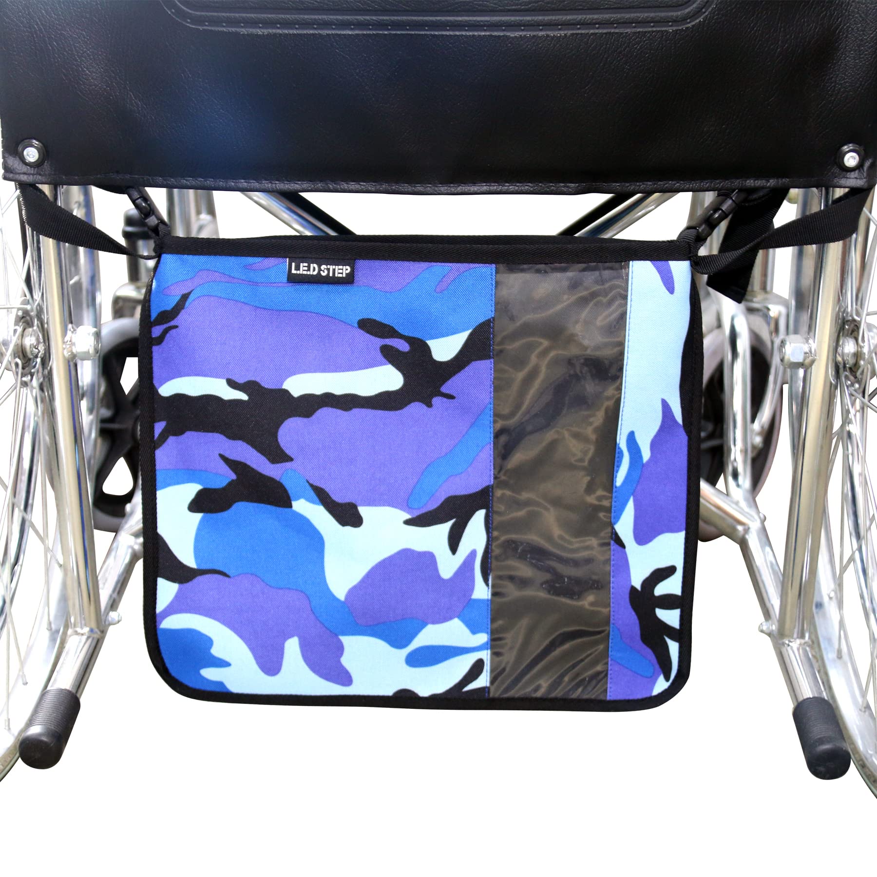 Adjustable Catheter Bag Holder for Wheelchair - Under Seat Drainage Bag Cover with Buckle Straps | Discreet Urinary & Nephrostomy Bag Solution for Home Care & Hospital Use (Blue)