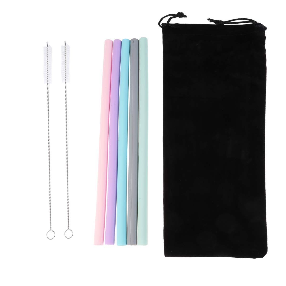DOITOOL Reusable Silicone Drinking Straws - BPA-Free, Eco-Friendly, Dishwasher Safe for Smoothies, Iced Coffee & Cocktails at Home, Office or Travel