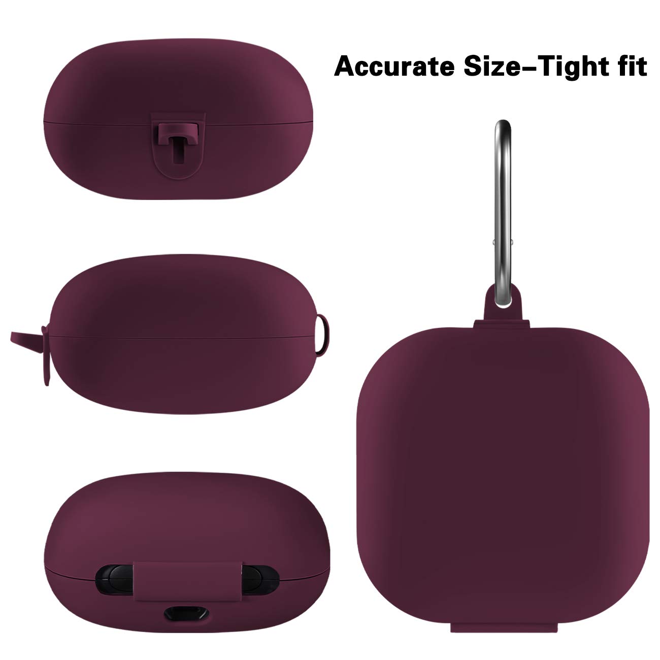 GEAK Shockproof Silicone Case for Beats Powerbeats Pro (2019) - 360° Protection, Soft Cover with Keychain, Wine Red - Perfect for Gym, Running, Travel & Outdoor Activities