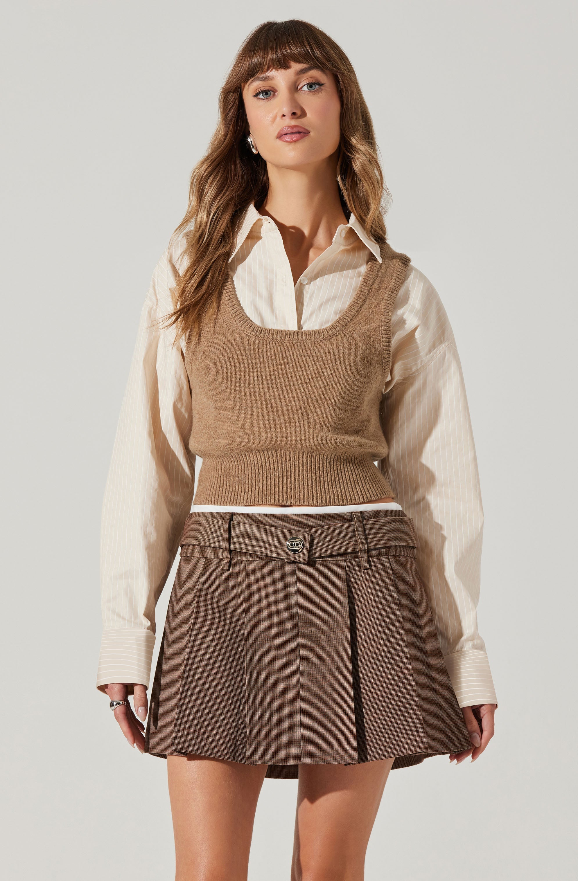 Guinevere Layered Sweater Vest Top for Women - Stylish Knit Cardigan with Open Front - Perfect for Fall Outfits, Office Wear & Casual Chic Looks
