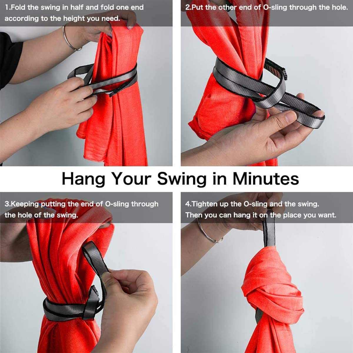 YKLL Kids & Adult Therapy Swing for Autism ADHD ADD - Indoor & Outdoor Sensory Hammock with Elastic Steady Seat - Red 150x280cm - Perfect for Relaxation, Sensory Therapy & Playtime