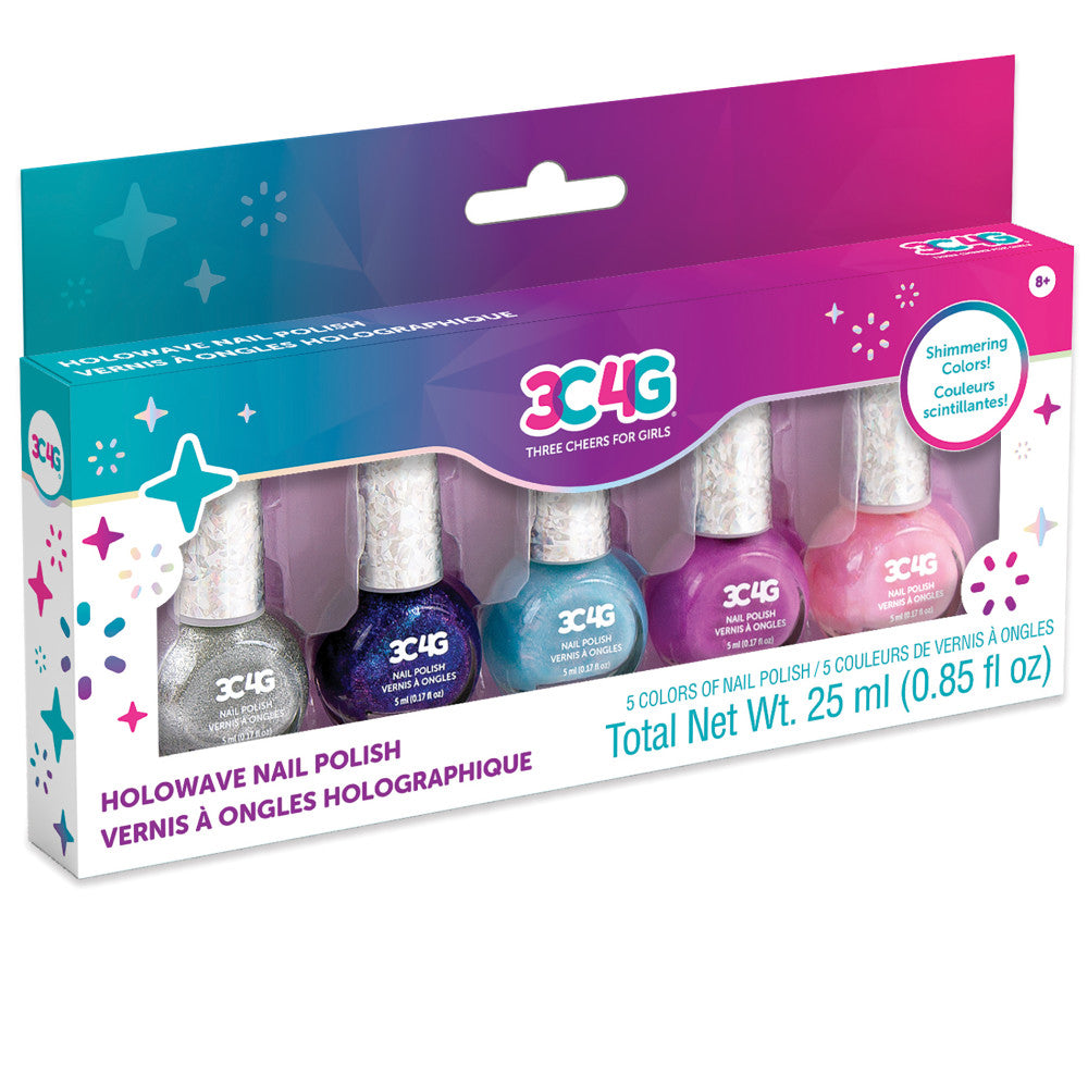 3C4G Holowave Vibrant Holographic Nail Polish Set - 6 Multi-Color Shimmer Nail Lacquer Kit for Women | Long Lasting Gel Polish for Manicure, Pedicure & Nail Art | Perfect for Parties, Weddings & Special Occasions