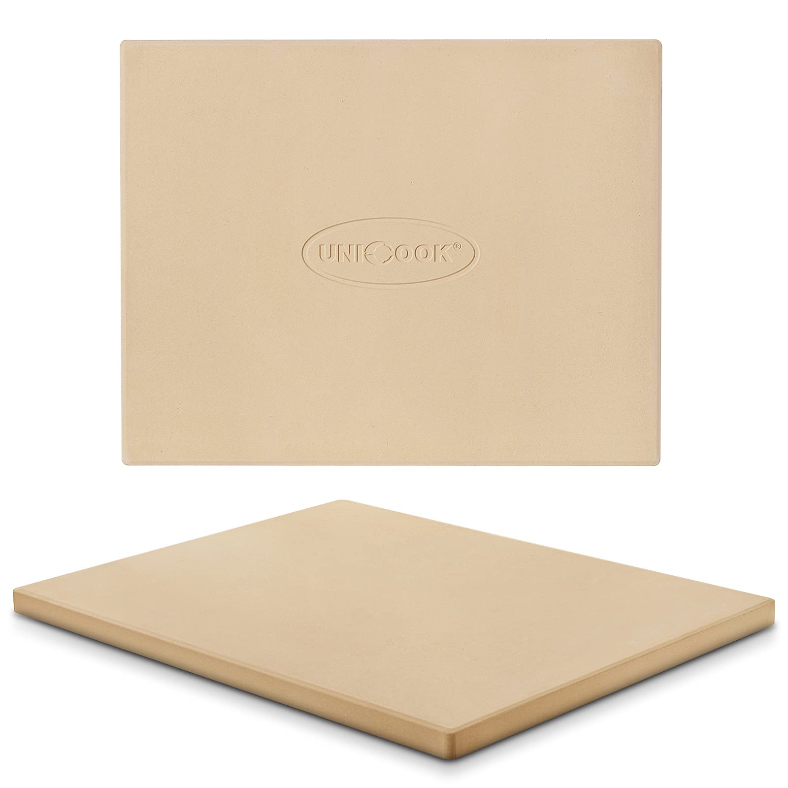 Unicook 15 x 12 Inch Cordierite Pizza Stone for Oven & Grill - Heavy Duty Thermal Shock Resistant Baking Stone for Pizza, Bread, Cookies - Perfect for Home Kitchens & Outdoor BBQ Cooking