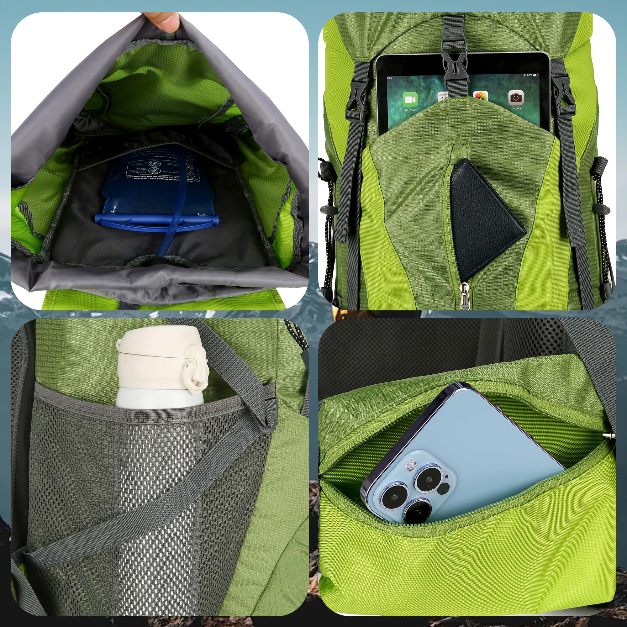 WintMing 75L Waterproof Hiking Backpack with Rain Cover - Perfect for Camping & Travel