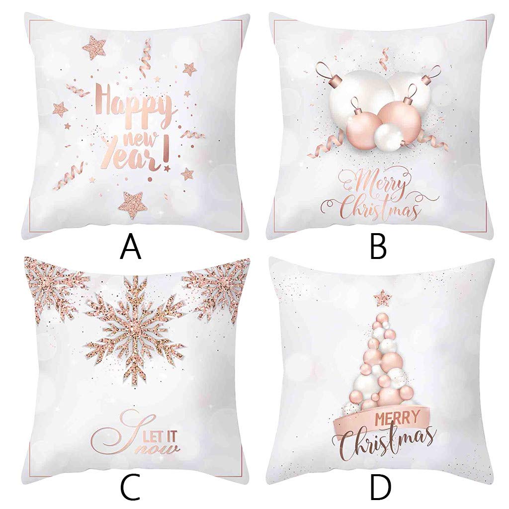 4PC Christmas Pillow Covers - Holiday Decorative Throw Pillow Cases for Sofa, Couch & Bed - Multicolor Festive Home Decor for Living Room, Christmas Tree & Winter Season