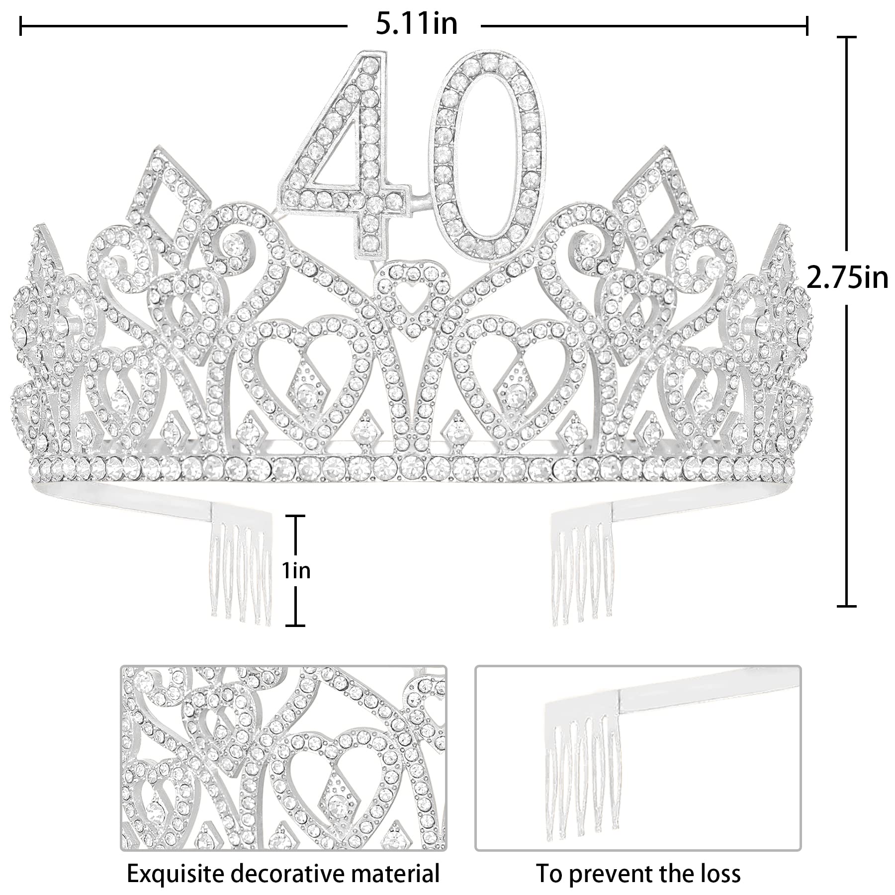 40th Birthday Tiara and Sash Set - 40 & Fabulous Crown for Women - Elegant 40 Year Old Birthday Gift - Party Decorations and Favors - Perfect for Milestone Celebrations, Bachelorette Parties & Special Occasions