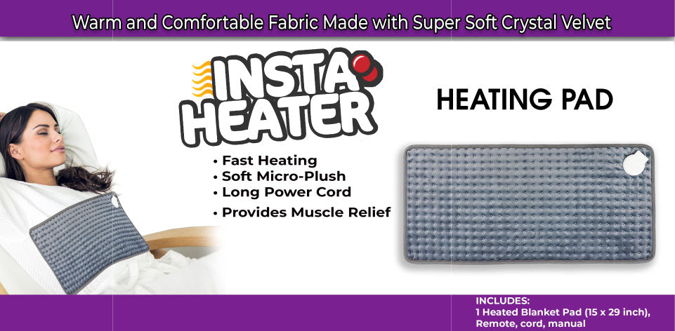 INSTA HEATER HEATING PAD - Portable Electric Heating Pad for Back Pain Relief, Fast Warming & Soothing Comfort - Perfect for Home, Office & Travel Use