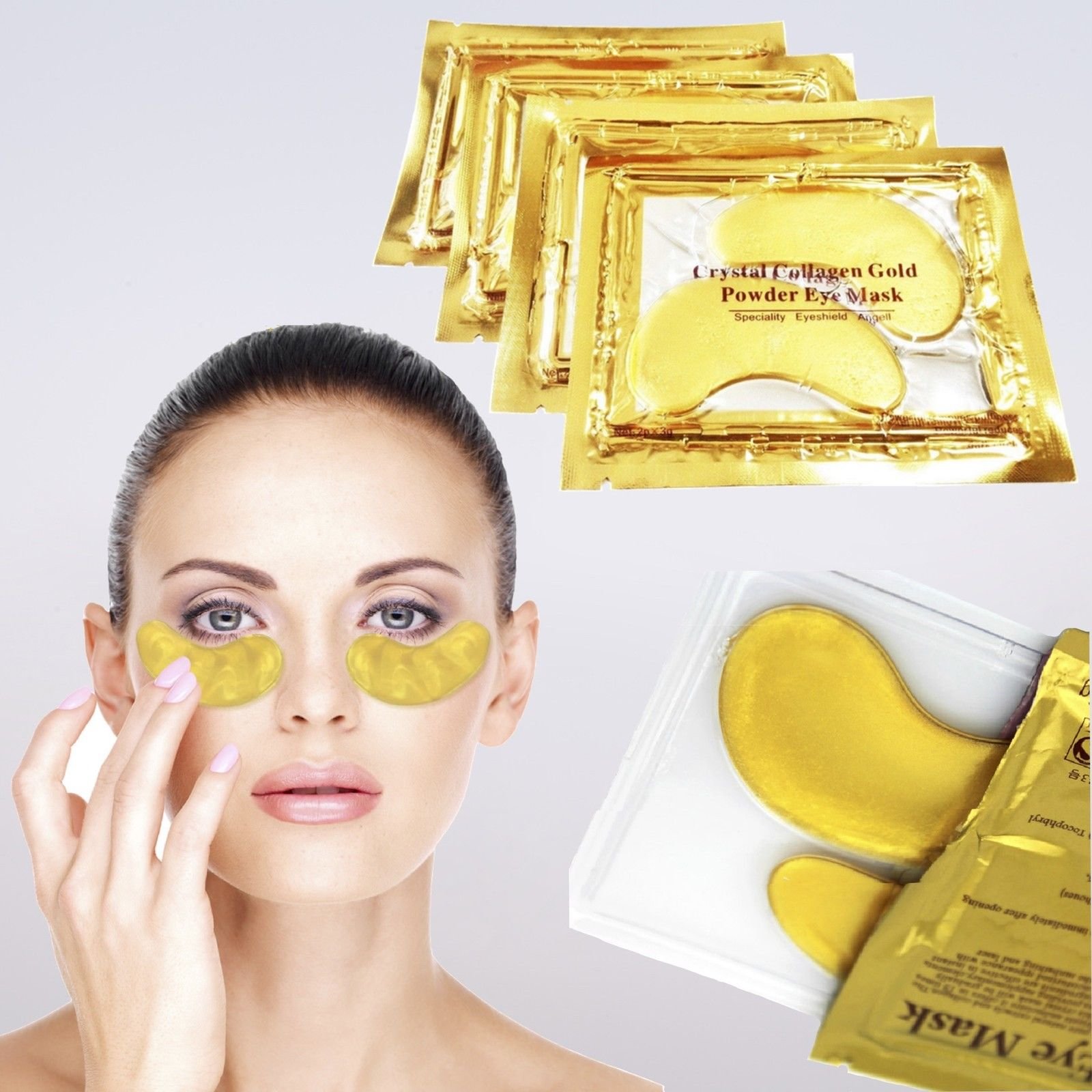 50 Pairs 24K Gold Eye Mask with Collagen & Crystal Gel - Anti-Aging, Moisturizing, Reduces Dark Circles, Puffiness & Wrinkles - Natural Eye Pads for Spa, Night Care & Travel Skincare Routine