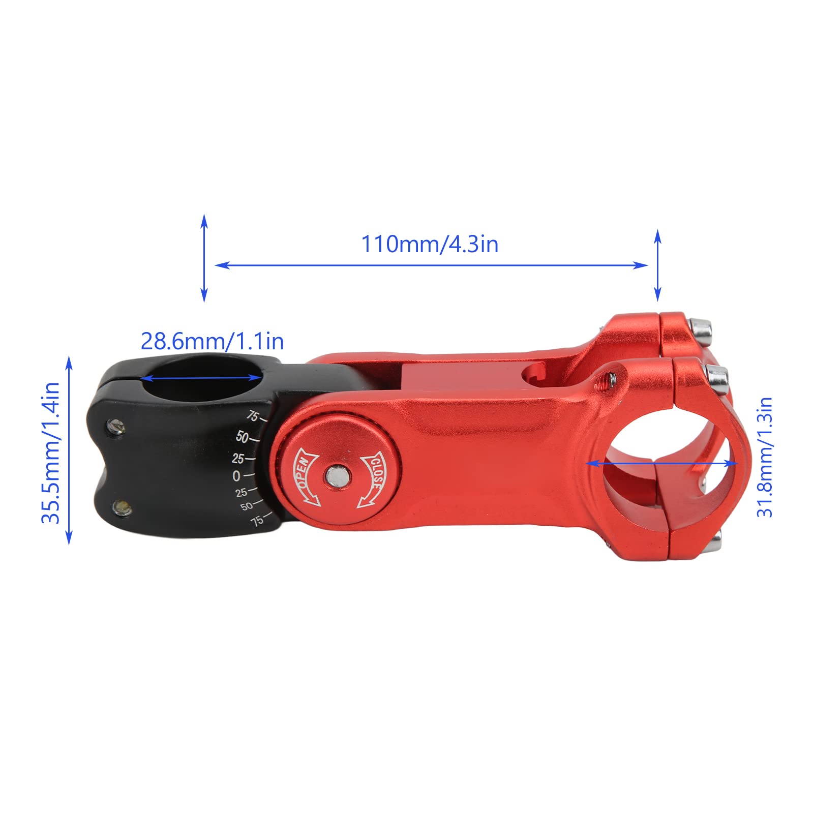 Alomejor Adjustable CNC Machined Bike Handlebar Stem - Hollow Design for Mountain & Road Bikes (Red/Black) | Perfect for Commuting, Trail Riding & Performance Cycling