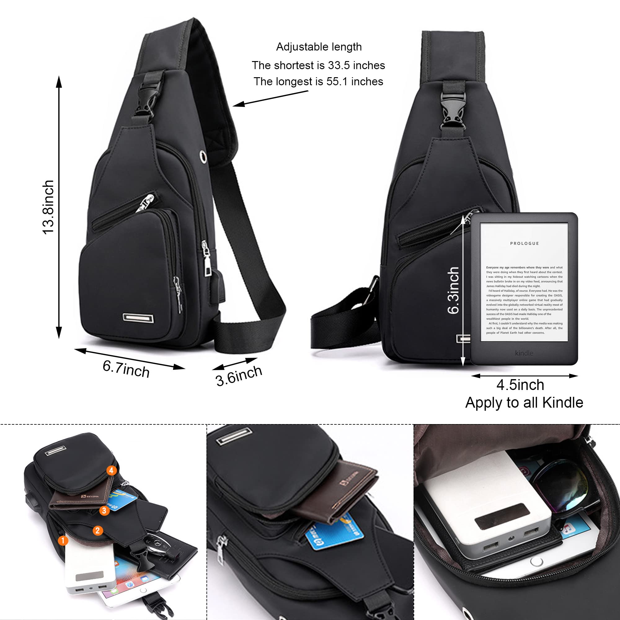 Waterproof Sling Bag for Men & Women - Lightweight Crossbody Backpack for Hiking, Travel & Daily Use | Durable Chest Shoulder Bag for Outdoor Activities, Commuting & Shopping